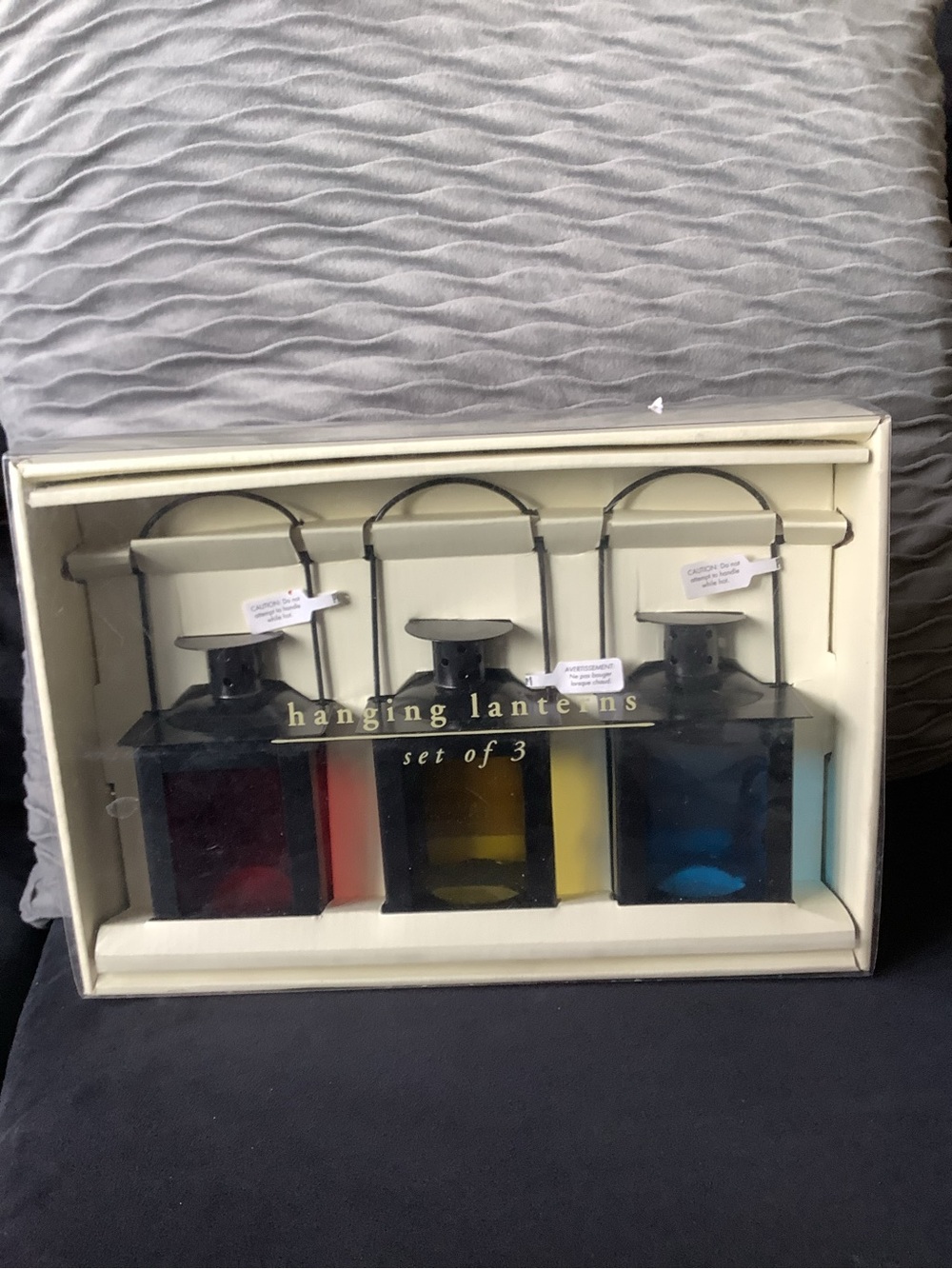 Pier 1 Hanging Lanterns Set of 3 – Multicolor Glass Accent Lanterns